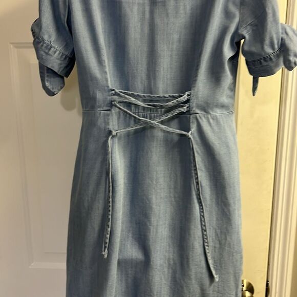 Blue Pair by Francesca’s Lyocell Short Sleeve Button Down Mini Dress- Medium - Picture 12 of 16